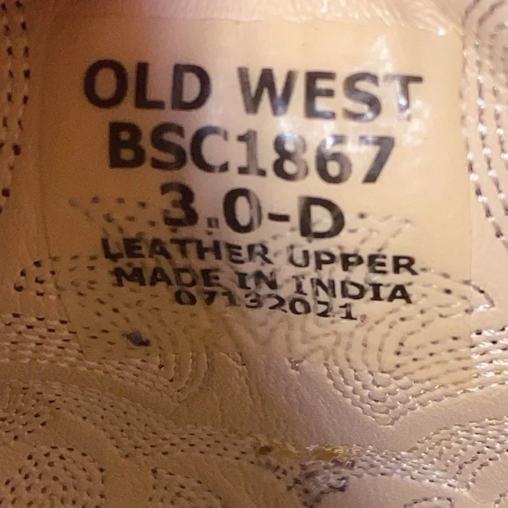 OLD WEST‎ GENUINE LEATHER Orange and Brown Western Cowboy Boots KIDS  SIZE 3D